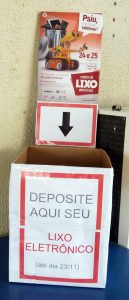 Caixa para coleto de lixo eletrônico no Instituto Três Rios/UFRRJ